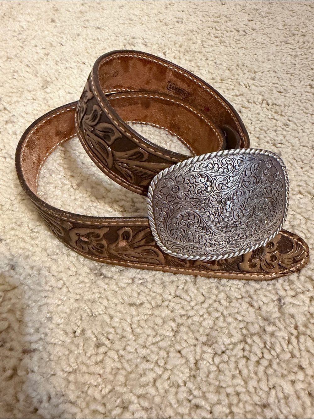 Leather belt and buckle size 30